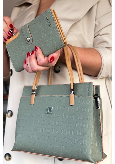 Jps- Just Polo Baskı Desenli Özel Seri El Ve Omuz Çanta Gq-4045-gd - Yeşil Kombin Yeşil