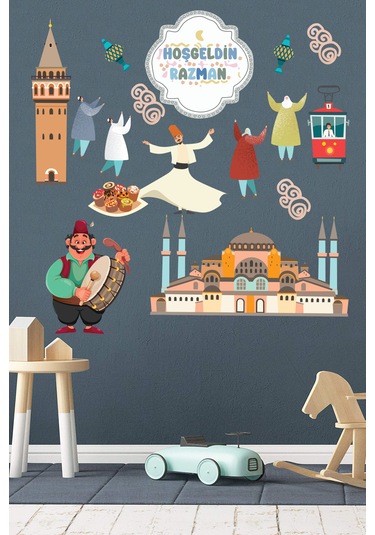 Crevidi Hoşgeldin Ramzan Çocuk Odası Duvar Stickeri Renkli