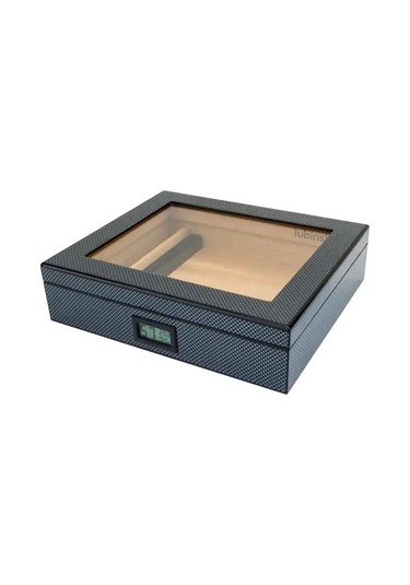 Lubinski Cedar Basic Camlı Puro Kutusu Humidor Slim Dijital Karbon 15s