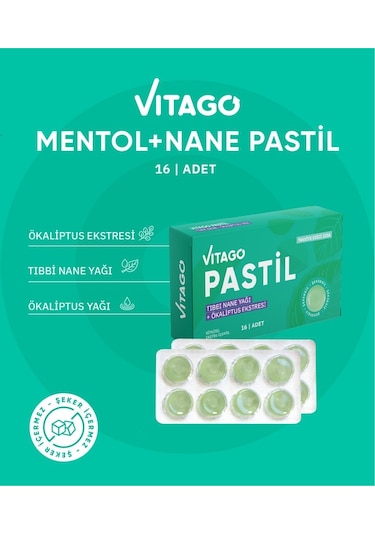 Vitago Nane + Okaliptus Yağı İçeren Takviye Edici Gıda 16 Pastil