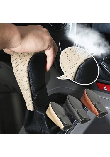 Dancemonkey Universal Araç Vites Topuzu Kapağı Kaymaz Siyah+bej Koruyucu Kapak Siyah Bej