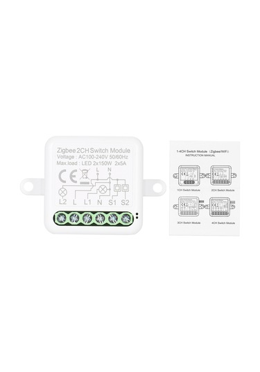 Zigbee 2ch Mini Röle Modülü Akıllı Ev Anahtarı Beyaz