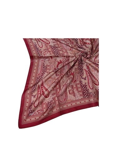 Enba Pamuklu Etnik Desenli Soft Eşarp Bordo