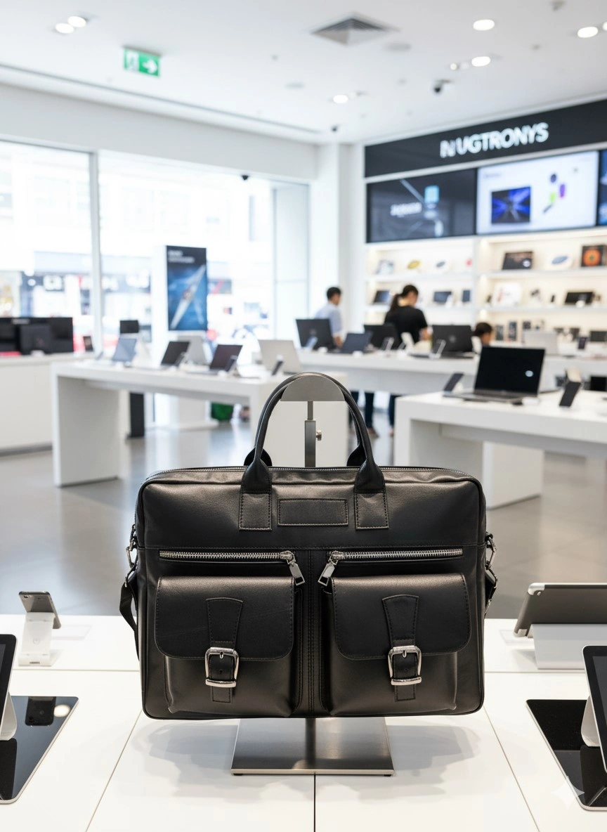 Newfull Hakiki Deri Erkek Siyah Evrak Notebook (Laptop) Çantası Siyah