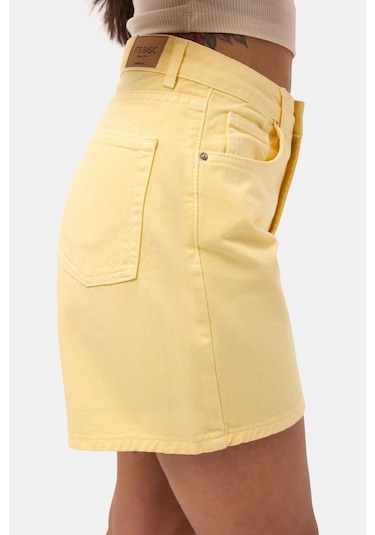 Itsbasic Kadın Light Sarı Diana 6s6-108 Relax Mom Fit Denim Şort
