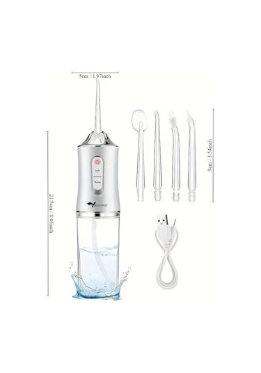 Valkyrie Şarj Edilebilir 4 Başlıklı Taşınabilir Diş Protez Bakım Ve Ağız Duşu Yüksek Kapasite Beyaz