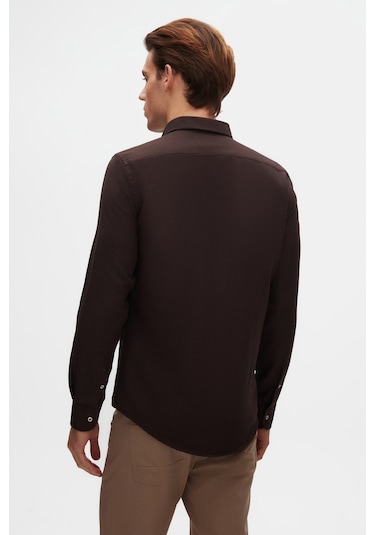 Ds Damat Slim Fit Acı Kahve Oxford Düğmeli Yaka Kolay Ütülenebilir Nakış Detaylı Pamuklu Gömlek 4hc02ort03265 Acı Kahve Acı Kahverengi