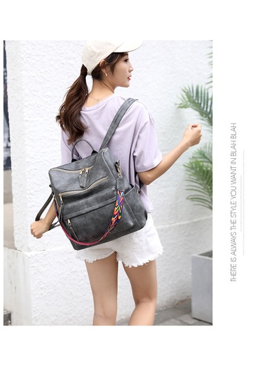 Kadın Vintage Sırt Çantası-siyah Siyah