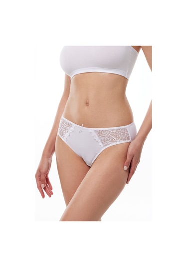 Malabadi Kadın Beyaz 3 Lü Paket Pamuk Elastan Dantelli Slip Külot 149 Beyaz