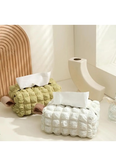 Beyaz Doku Tutucu Süper Yumuşak Kafes Desen Doku Kutusu Dekoratif Kumaş Güzel Yemek Masası Peçetelik Ev Gereçleri