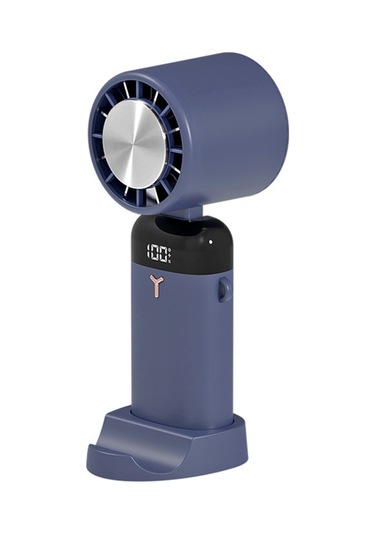 Springsun Taşınabilir El Boyun Askılı 3600mah 3 Hız Dijital Ekranlı Telefon Tutucu Fan Mavi