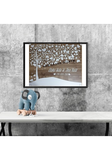 Hdrlazerdizayn Ağaç Temalı Ahşap Düğün Hatıra Defteri Pano