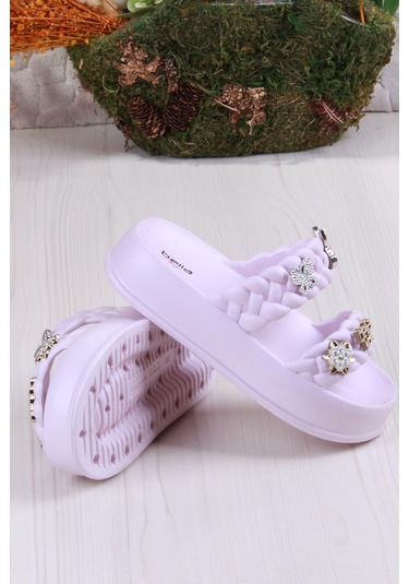 Fort Bella E423 Plaj Deniz Havuz Terliği Hafif Rahat Esnek Kız Çocuk Terlik Pudra