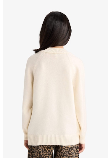 Defacto Kız Çocuk Bisiklet Yaka Triko Kazak F2755a825wner233 Ekru