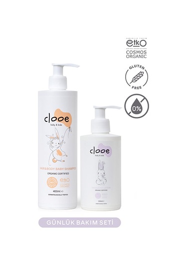 Günlük Bakım Seti - Organik Bebek Şampuanı 400ml - Organik Bebek Losyonu 250ml