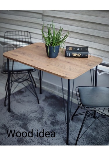 Webdepo Wood Idea Metal Ayaklı 60X90 Mutfak Masası Balkon Masası Çalışma