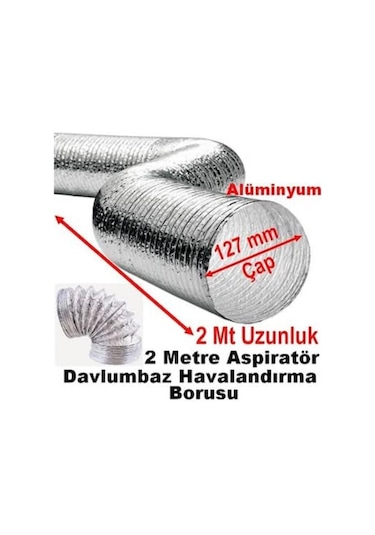 2 Metre Çelik Tel Alüminyum Baca Borusu Tüm Aspiratörlere Uygun