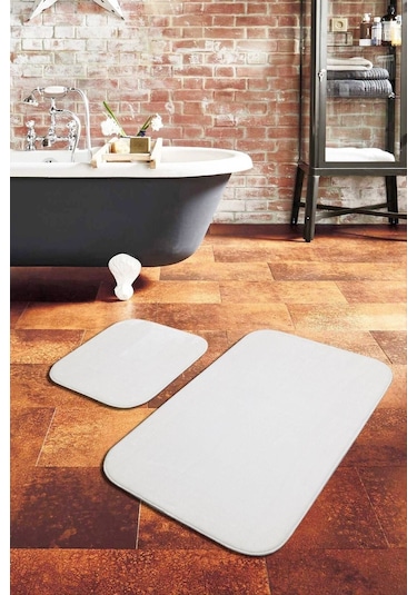 Saraz Halı Peluş Banyo Paspas Beyazbeyaz Beyaz