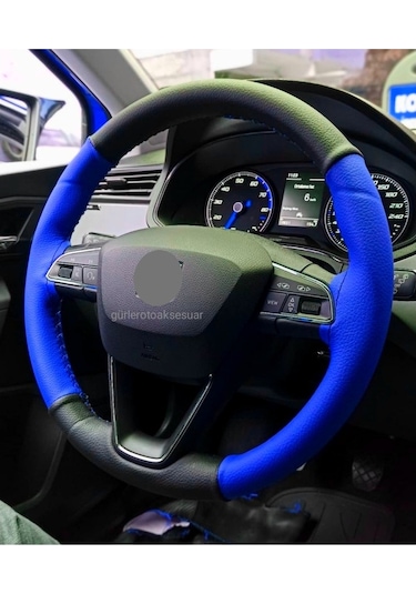 Vw Polo Iki Renkli Mavi Siyah Direksiyon Kılıfı