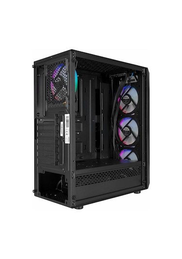 Everest Flat Mesh 4x12 CM RGB Fanlı Bilgisayar Kasası Siyah
