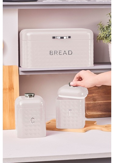 Karaca Elmas Ekmek Kutusu Saklama Kabı Hediyeli Krem