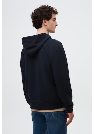 Twn Relaxed Fit Lacivert Nakışlı 3 İplik Kapüşonlu Sweatshirt 3ece24ort0493 101