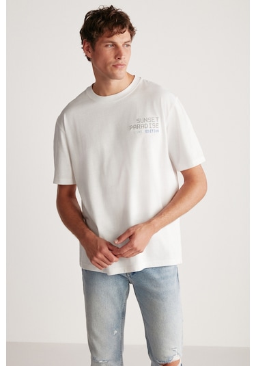 Grimelange Arnaldo Erkek Regular Beyaz T-shirt