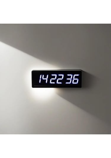 Wifi Senkronize Saniyeli Dijital Led Saat Derece, Beyaz 16x65 Cm Beyaz