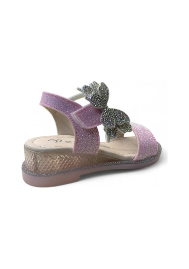 606 Kız Çocuk Okul Öncesi Taşlı Sandalet Pembe