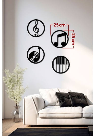 Müzik Nota Dekoratif Ahşap Duvar Dekoru - Ev Süsleri - Duvar Dekorasyon Aksesuarları Siyah