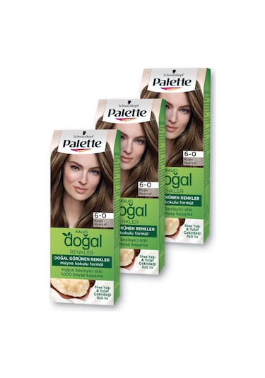 Palette Kalıcı Doğal Renkler Saç Boyası 6 - 0 Koyu Kumral X 3 Adet
