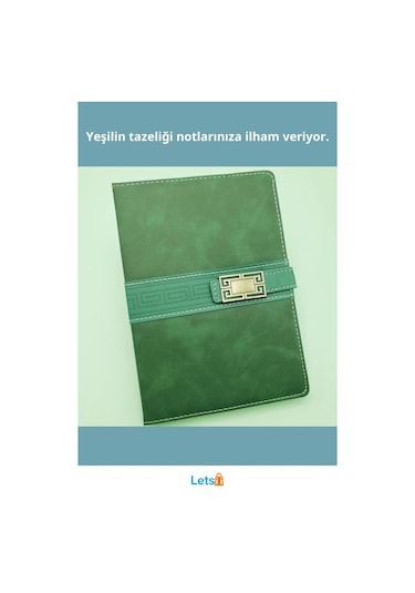 Şık Yeşil Renk Tarihsiz Ajanda Defter A5 Boyut Çok Renkli