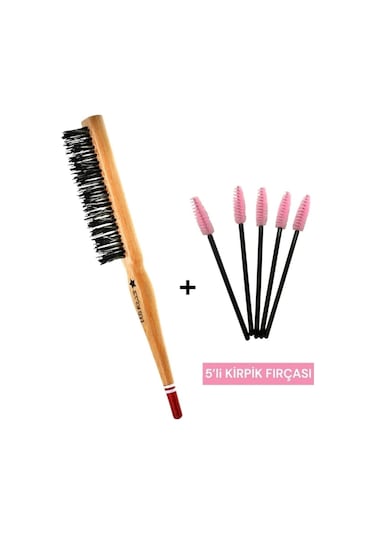 Elsa Topuz Fırçası + 5'li Kirpik Fırçası 2li Set