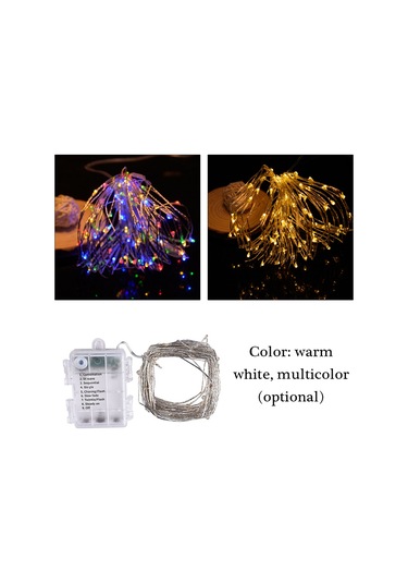 Yuntech01 10m 100 Led Renkli Dış Mekan Işık Zinciri, 8 Fonksiyonlu Pillerle Çalışır, Bahçe, Bahçe, Bayram Dekorasyonu Için Uygundur Diğer