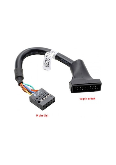 Usb 3.0 19 Pin Erkek To 9 Pin Usb 2.0 Dişi Çevirici Kablo 15cm
