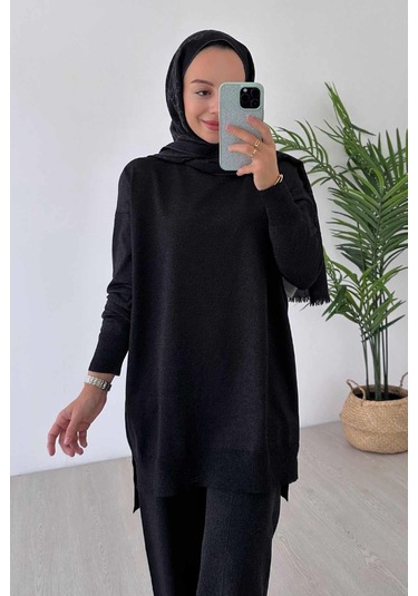 Ka Hijab Işıltılı Merserize Takım - Siyah