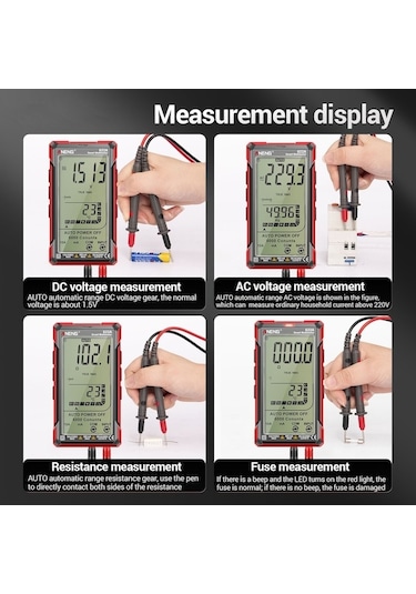 Maoyaya Aneng 622b Dokunmatik Multimetre, Yüksek Hassasiyetli Yanma Önleyici Led Işıklı