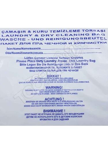 Otel Tipi Kirli Çamaşır Poşeti Laundry Bag K-146 1000 Adet Beyaz
