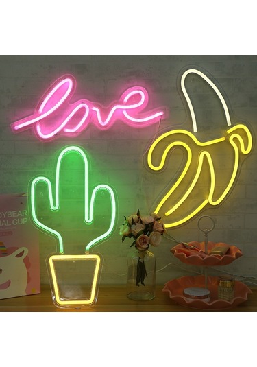 Sones Led Akrilik Şeffaf Arka Panel Neon Işık Tatil Dekorasyon Lambası Aşk Diğer
