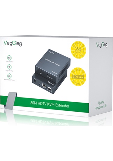 Veggieg 1080p Full Hd 60hz Hdmı Kvm Extender 60 Metre Cat5e/6 Hdmı Menzil Genişletici Uzatıcı