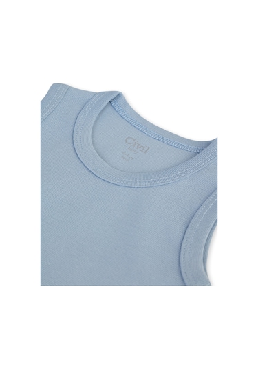 Civil Baby Organik 5 Li Sıfır Kol Çıtçıtlı Badi - Mavi