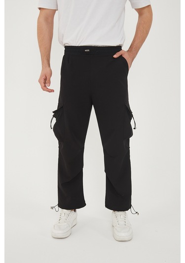 Camp Scoutland Camp550 Outdoor Tactical Kargo Cepli Ayarlanabilir Paçalı Oversize Erkek Jogger Yürüyüş Pantolonu Siyah