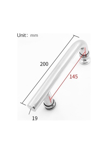 Pazly 2 Delikli 145mm Paslanmaz Duş Kapı Kolu, Dayanıklı, Kolay Kurulum, Şık, Krom Kaplama, 200mm Uzunluk