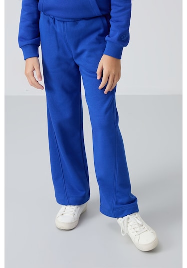 Tommy Life Gece Mavi Pamuklu İçi Tüylü Yumuşak Dokulu Standart Fit Nakışlı Kız Çocuk Eşofman Takım - 75162 Mavi