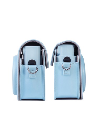 Sones Fujıfılm İnstax Square Sq1 Uyumlu Askılı Tam Vücut Pu Deri Kılıf Kamera Çantası Mavi