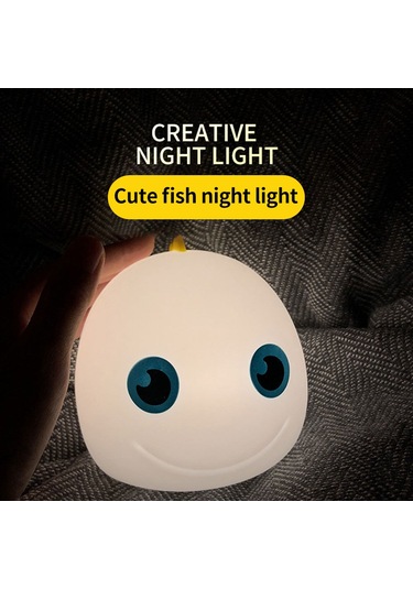 Springsun Yumuşak Dokulu Bebek Gece Lambası - 7 Renkli Dokunmatik Kontrollü Şarj Edilebilir Yunus Şeklinde Led Işık Çok Renkli