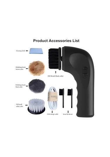 Homyl Elektrikli Ayakkabı Cilalama Fırçası Deri Bakım Seti Siyah