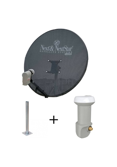 Next 80 CM Delikli 06 Mm. Gri Renk Ofset Çanak Anten + Lnb + Mon