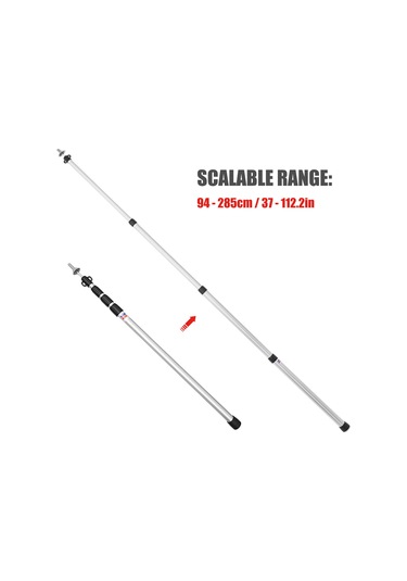 Springsun Siyah Dört Bölüm Gömlek Açılabilir Alüminyum Çadır Direği, 2.8 Metre Uzunlukta Dış Mekan İçin Siyah