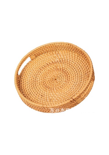 Skycity Ev Dekorasyonu İçin El Yapımı Rattan Meyve Tepsisi - 35cm Dairesel, Taşınabilir, Dayanıklı, Mutfak Ve Oturma Odası Organizer Diğer